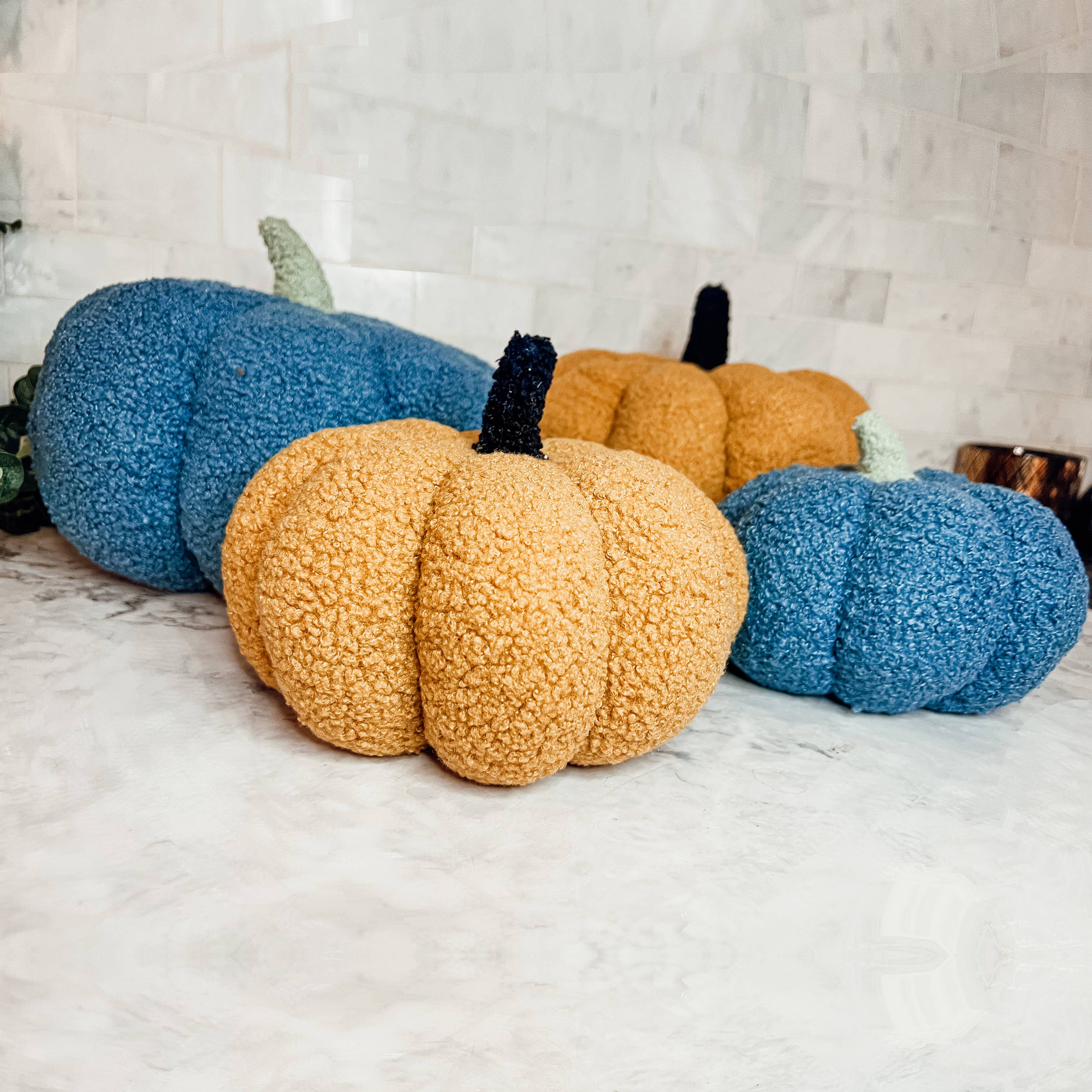 Gia Roma - Wholesale Decorative Tabletop Object - Neutral Fall + Halloween Home Decor, Cute Cotton Pumpkins BW22