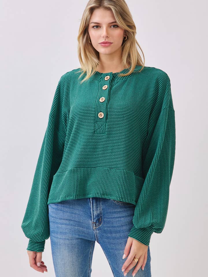 TL2078 Ribbed Button-Up Knit Pullover for wholesale by BOMBOM