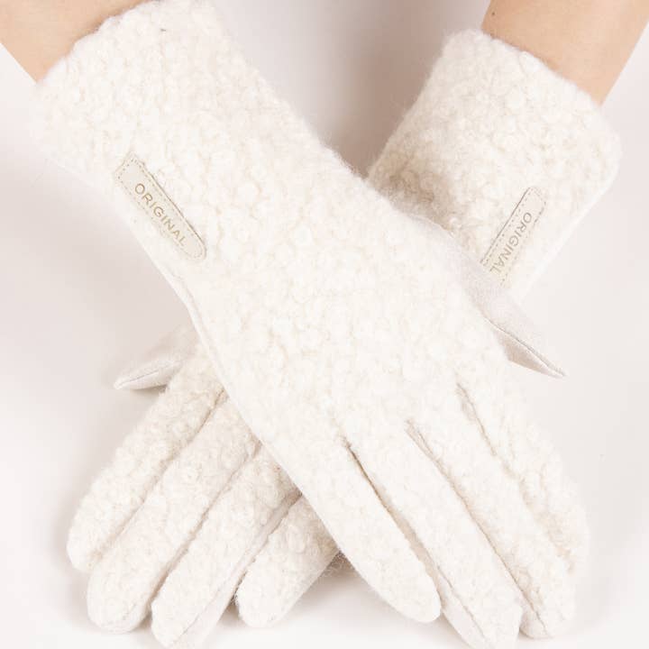 Original USA - Wholesale Gloves - Women's - Bouclé and Faux Suede Logo Touchscreen Gloves5