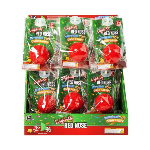 Windy City Novelties - Wholesale Light-Up Toy - Kids & Baby - LED Reindeer Red Noses Retail 24-unit Display Christmas 1