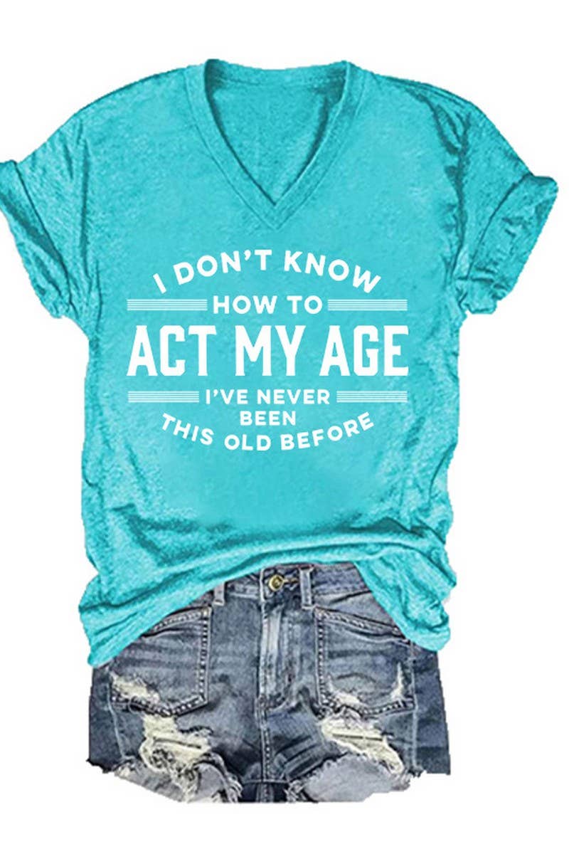 NINEXIS - Wholesale Screen Printed T-Shirt - Women's - CWTTS1066_LETTER PRINT V NECK SHORT SLEEVED T SHIRT1