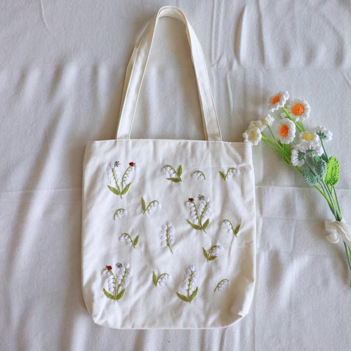 Bolso Tote Bordado con Cierre de Lirio de los Valles para venta al por mayor de Finer Embroidery