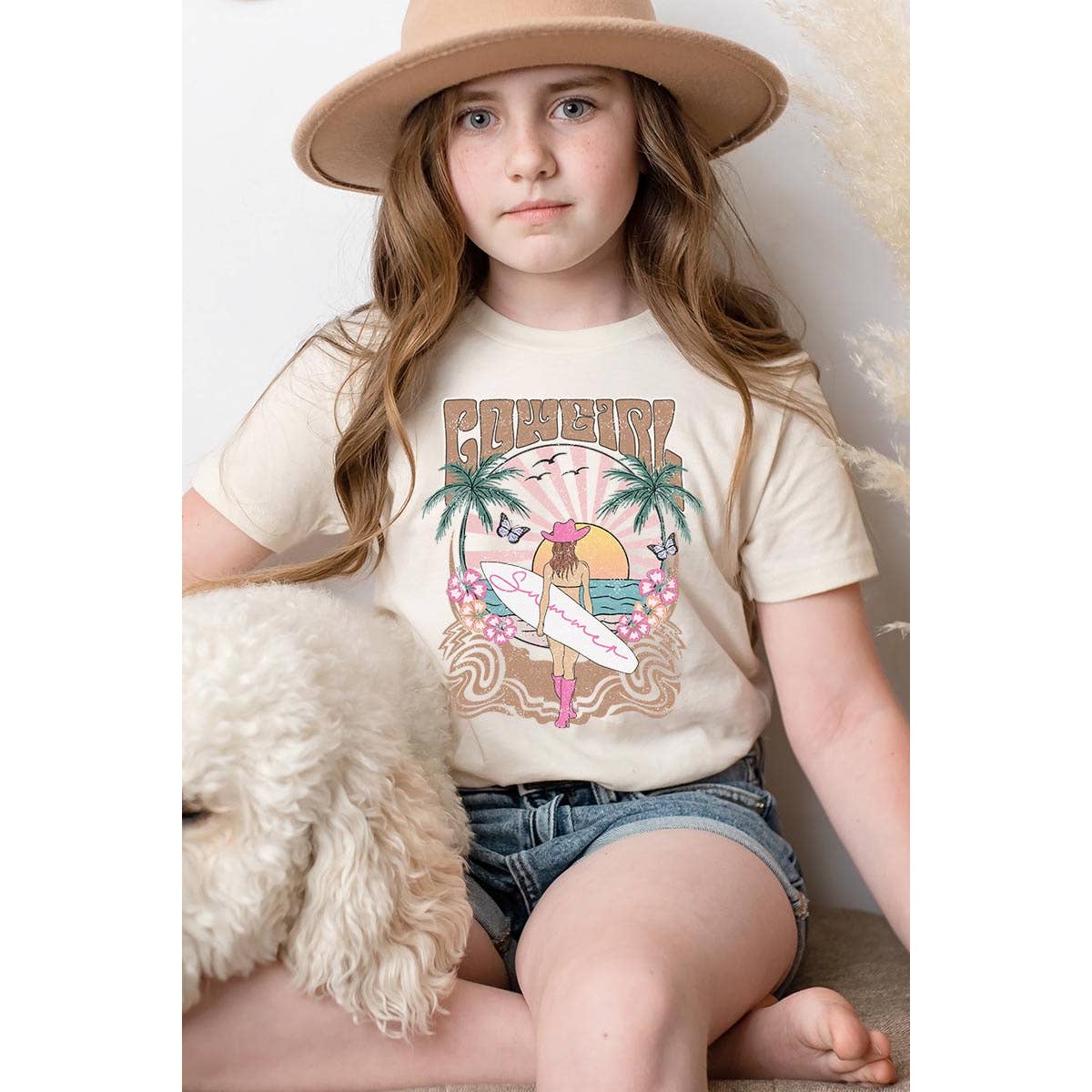 COLORBEAR - Wholesale Screen Printed T-Shirt - Kids - Western Cowgirl Surfer Beach Kids Graphic T Shirts3