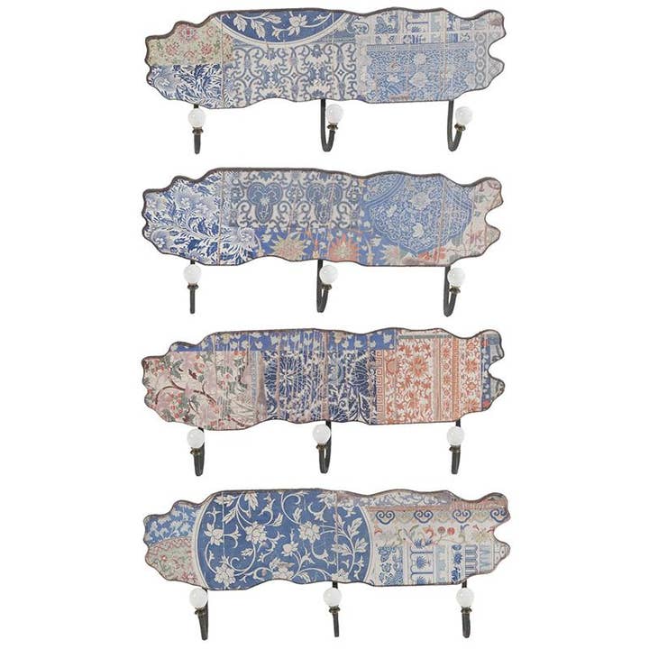 S/4 17,5x4x6,5" Wanddekoration mit Haken - Blautöne für den Großhandel von A&B Home Group Inc.