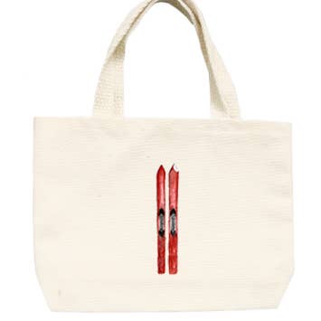 pair of red skis small tote for wholesale by Tina Labadini Designs