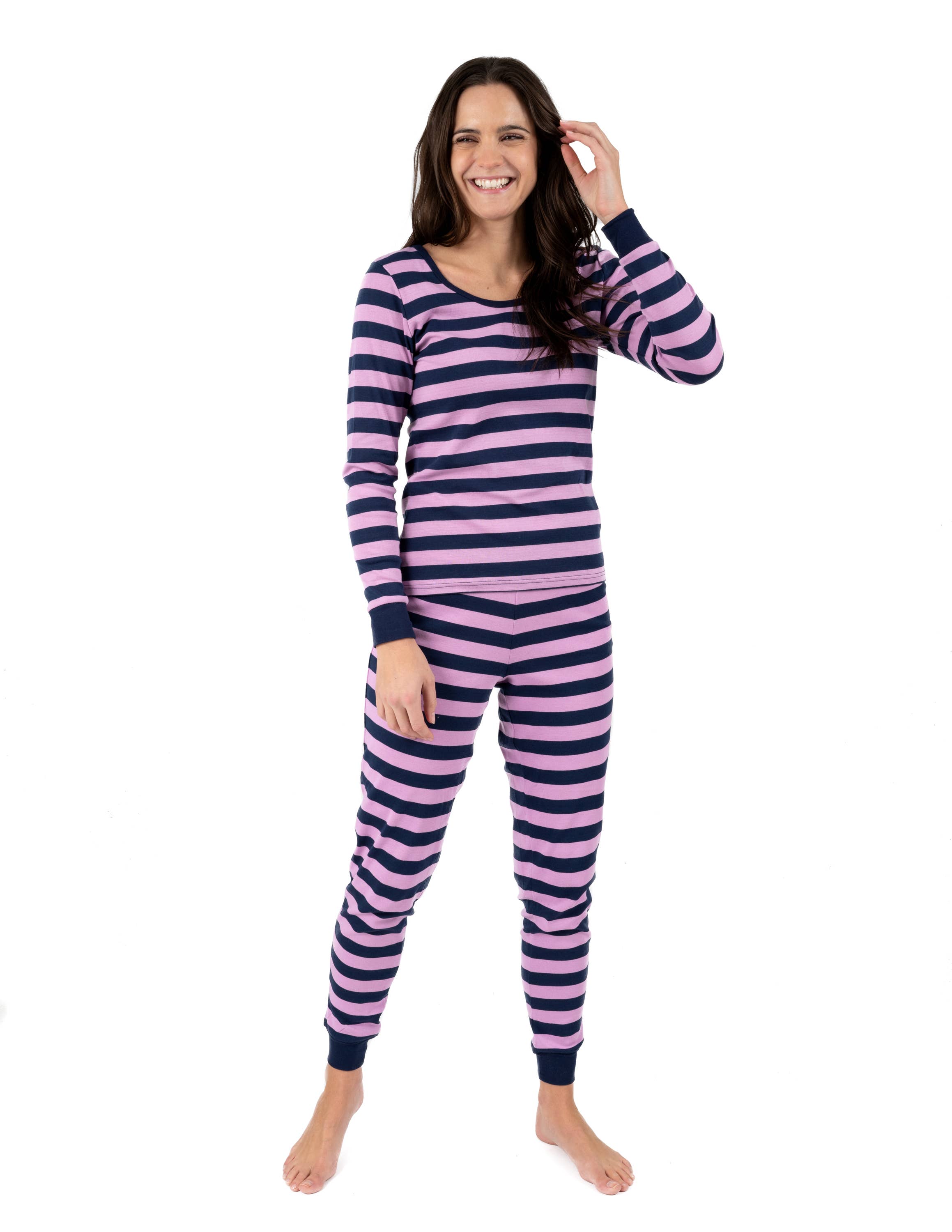 Leveret Pajamas - Wholesale Sleepwear Set - Women's - Womens Two Piece Cotton Pajamas Stripes7