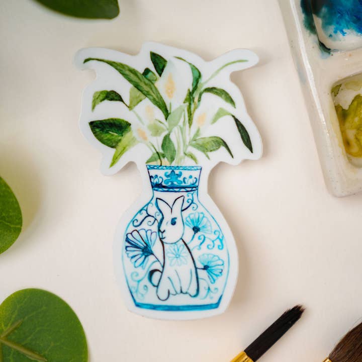 Menmin Made – Engroshandel Klistermærke – Kaninens år + Fredslilje Plante Klistermærke1