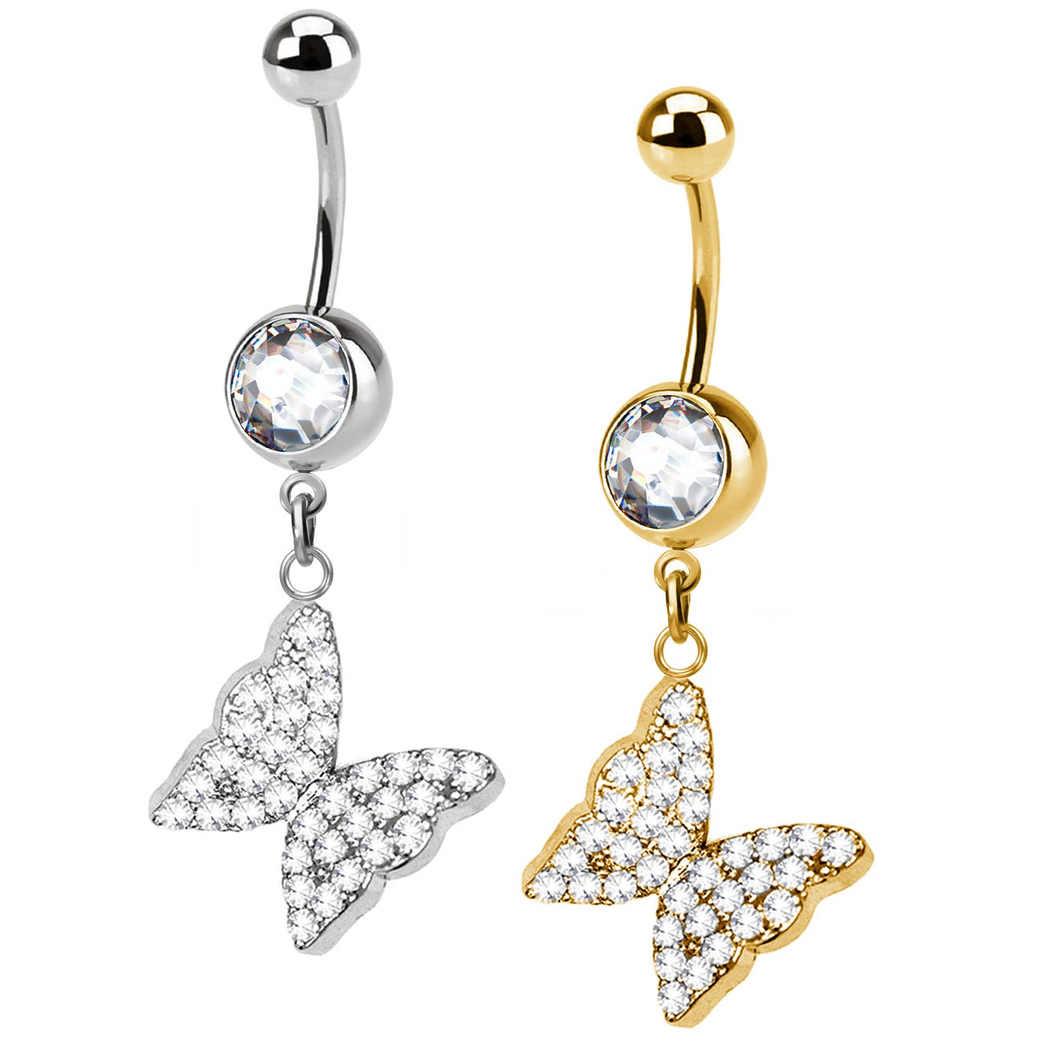 Awaken - Wholesale Belly Ring - Belly Button Piercing with Butterfly Pendant - PD-R42
