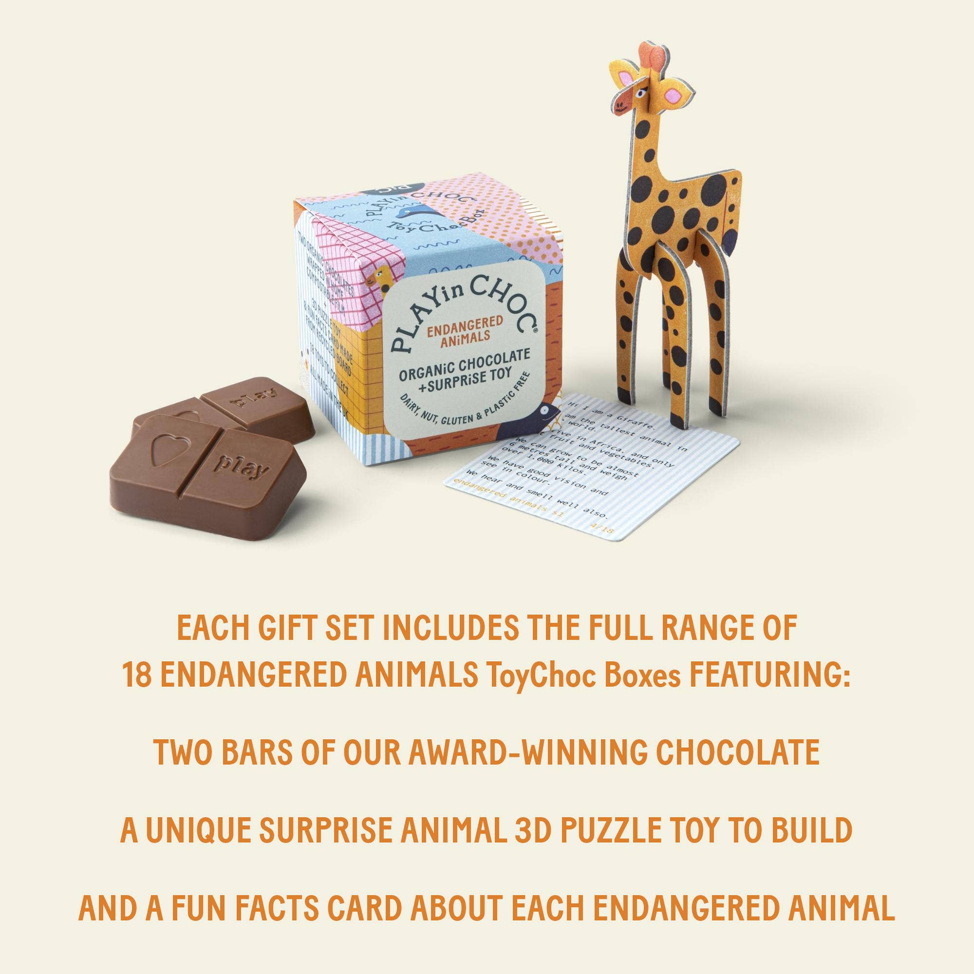 PLAYin CHOC - Wholesale Chocolate Box - ToyChoc Box® ENDANGERED ANIMALS GiFT SET2