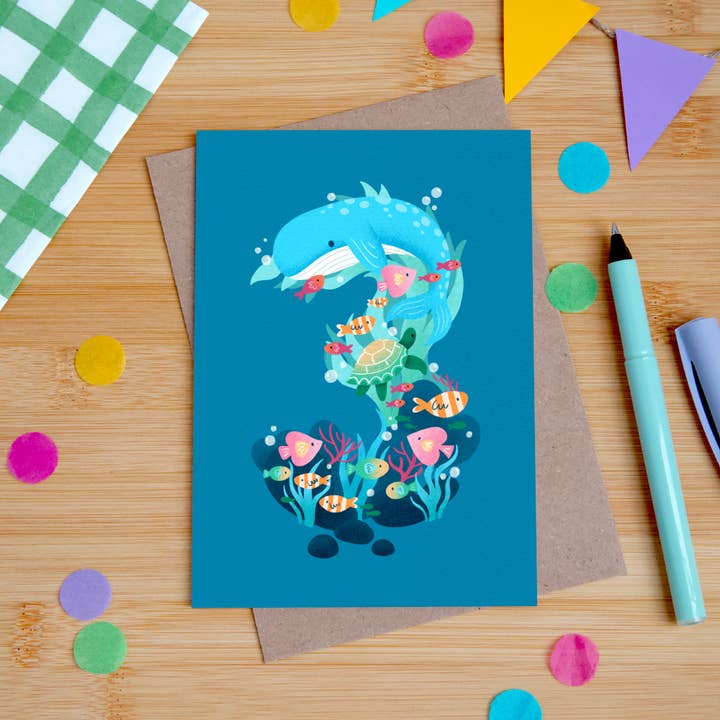 Hopscotch Paper Co. - Wholesale Birthday card - 3rd Birthday Children's Age Card – Cute Illustrated Design1