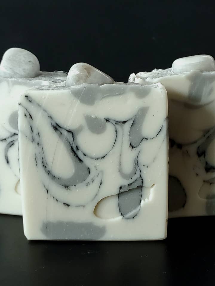Rainbow Moonstone Crystal Infused Soap/ Ylang Ylang Scent for wholesale by Raven Avenue Studio