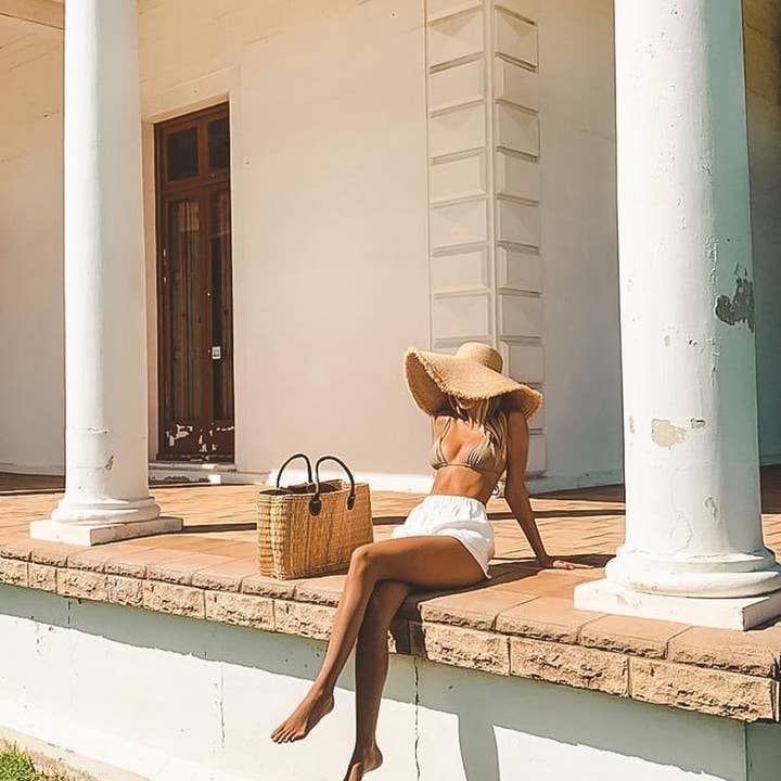 HandmadeBestSeller - Wholesale Beach Bag - Reed Storage baskets - leather handles Beach Basket