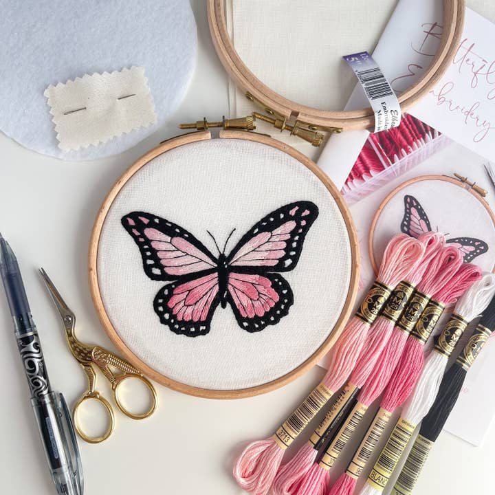 Stitch Ambition - Wholesale Embroidery/Cross Stitch Supplies - Butterfly Hand Embroidery Kit