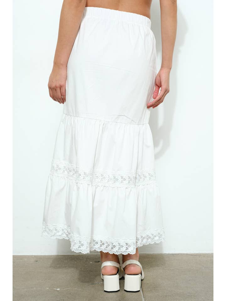 Ivory POPLIN TIERED MAXI SKIRT for wholesale on Faire