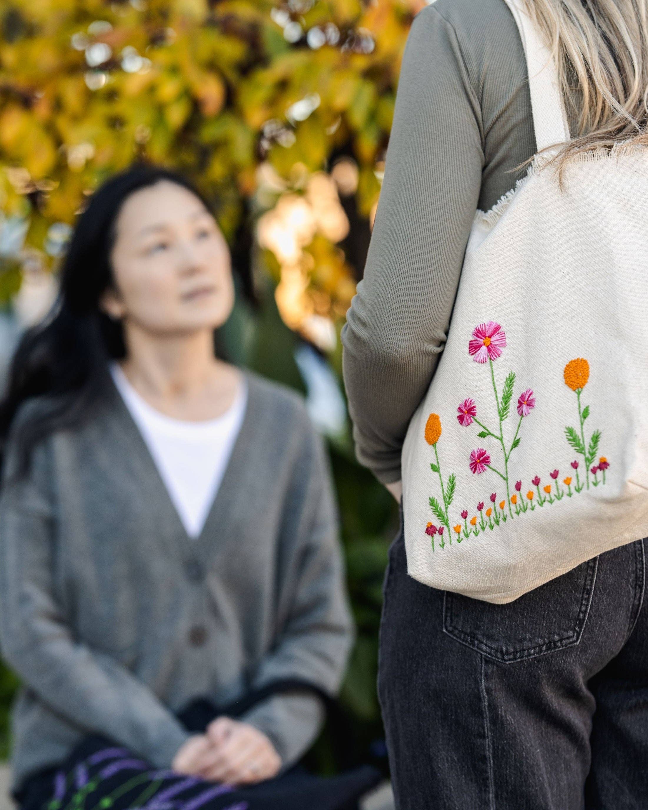 Aasha Collective - Wholesale Tote Bag - Women's - Wistful Wildflowers Everyday Tote in Natural5