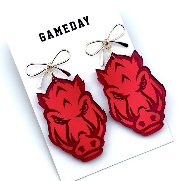 Cora's Den - Wholesale Dangle Earrings - SALE Arkansas Razorback Earrings