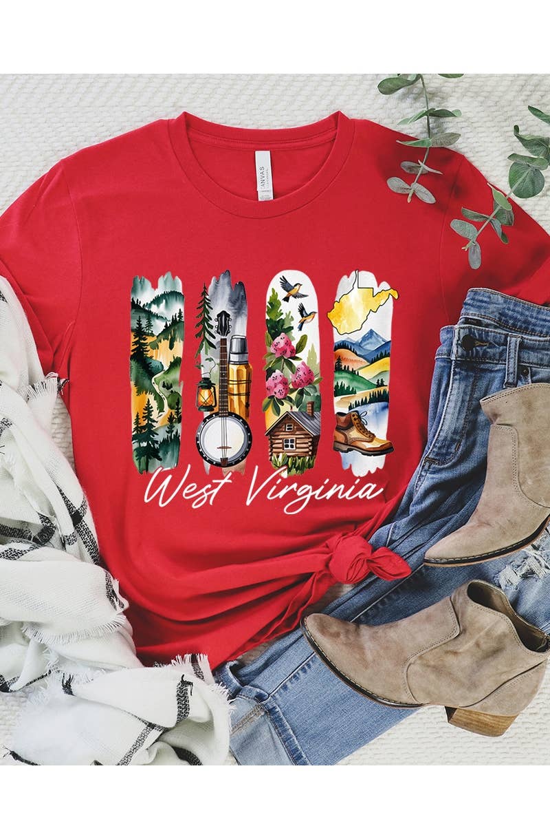 COLORBEAR - Wholesale T-Shirt (Graphic) - Women's - West Virginia State Brushstroke Graphic Tee15