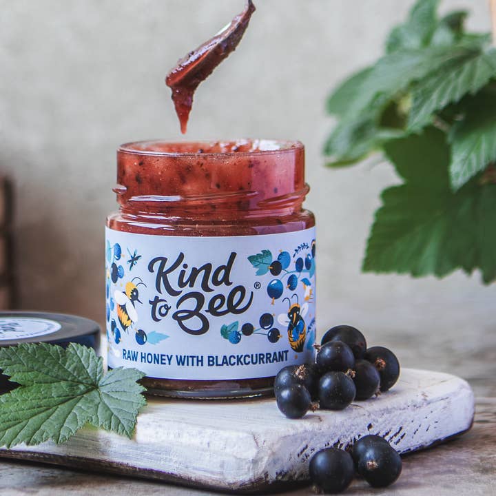 Kind to Bee - Wholesale Honey - Raw Honey with Blackcurrant, Cruelty-Free, glass jar2
