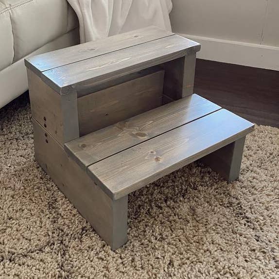 The Wooden Step Stool - Vente Tabouret - Escabeau gris classique0