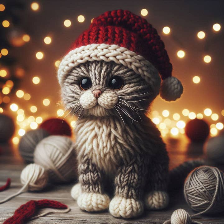 Carte de Noël avec un seul chat tigré de luxe pour la vente par Two Woofs
