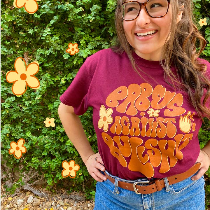 Babes Against Bullshit T-shirt Kastanjebruin voor wholesale door Jack and Bec