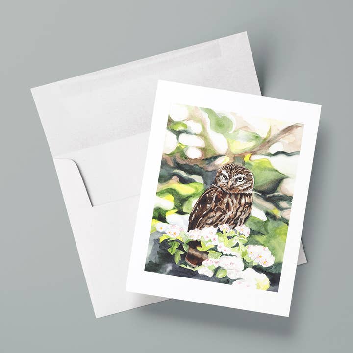 Camo Owl/Tarjeta de felicitación en blanco para venta al por mayor de Kasey Melissa Art