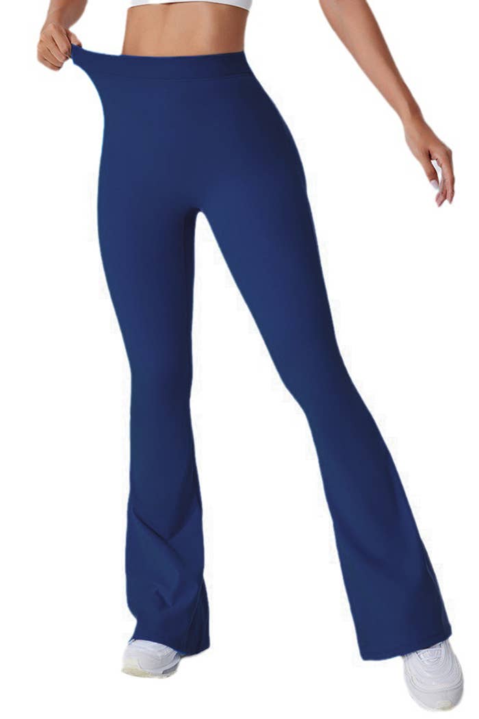 Color 5 - Wholesale Athletic Pants - Women's - Navy premium active wear yoga flare pants w/scrunch butt8