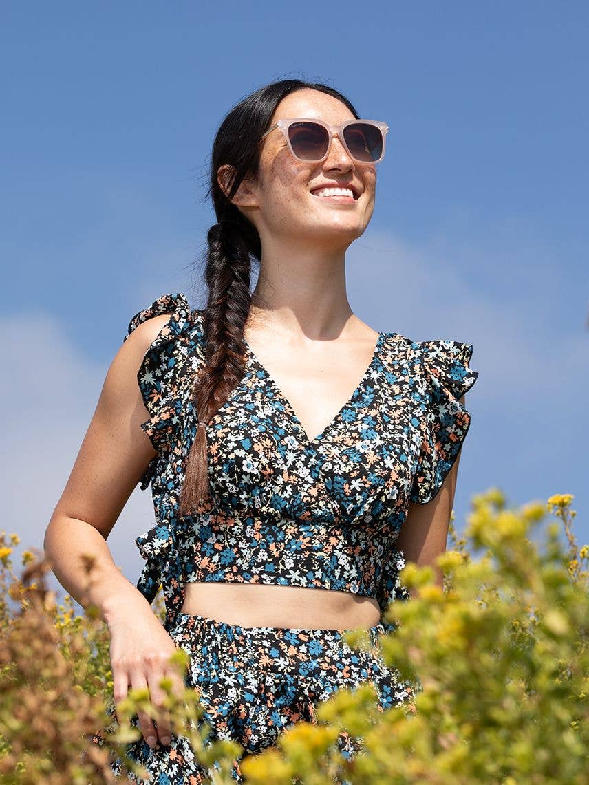 Blue Planet Eco-Eyewear - Vente Lunettes de soleil – femme - BP19604-Everly -Beige / Or / Dégradé Marron Polarisé2