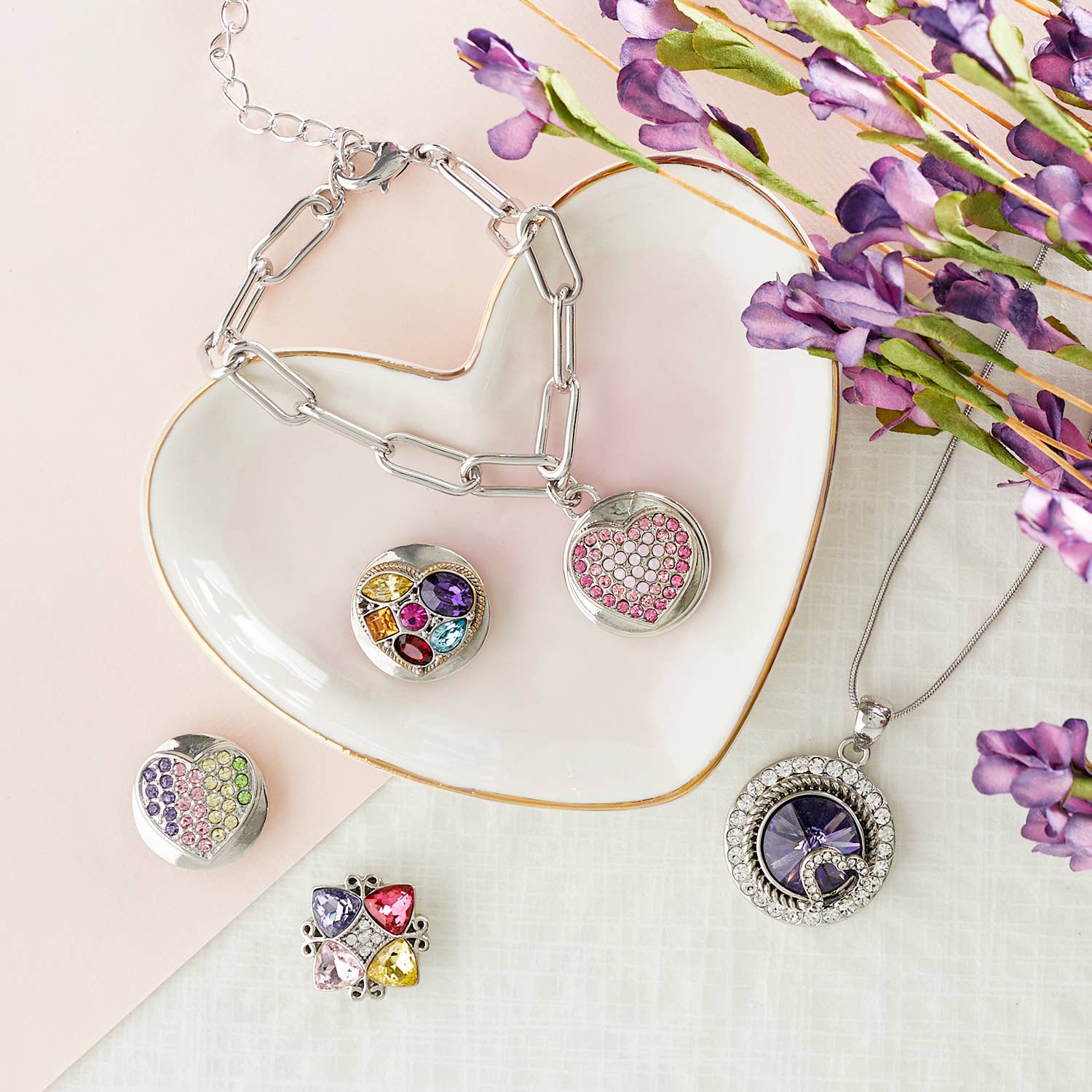 Ginger Snaps - Wholesale Individual Charm/Pendant - Token Heart Purple - Valentine's Day1