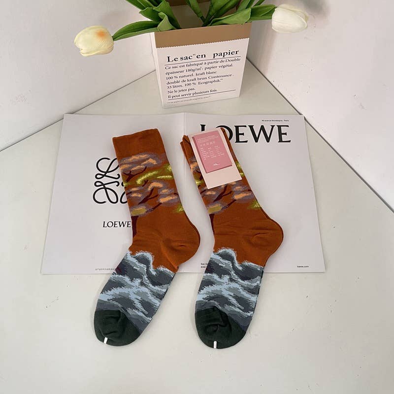Tourtiwi - Wholesale Socks - Unisex - Retro Art Abstract Print Mid-Calf Socks15