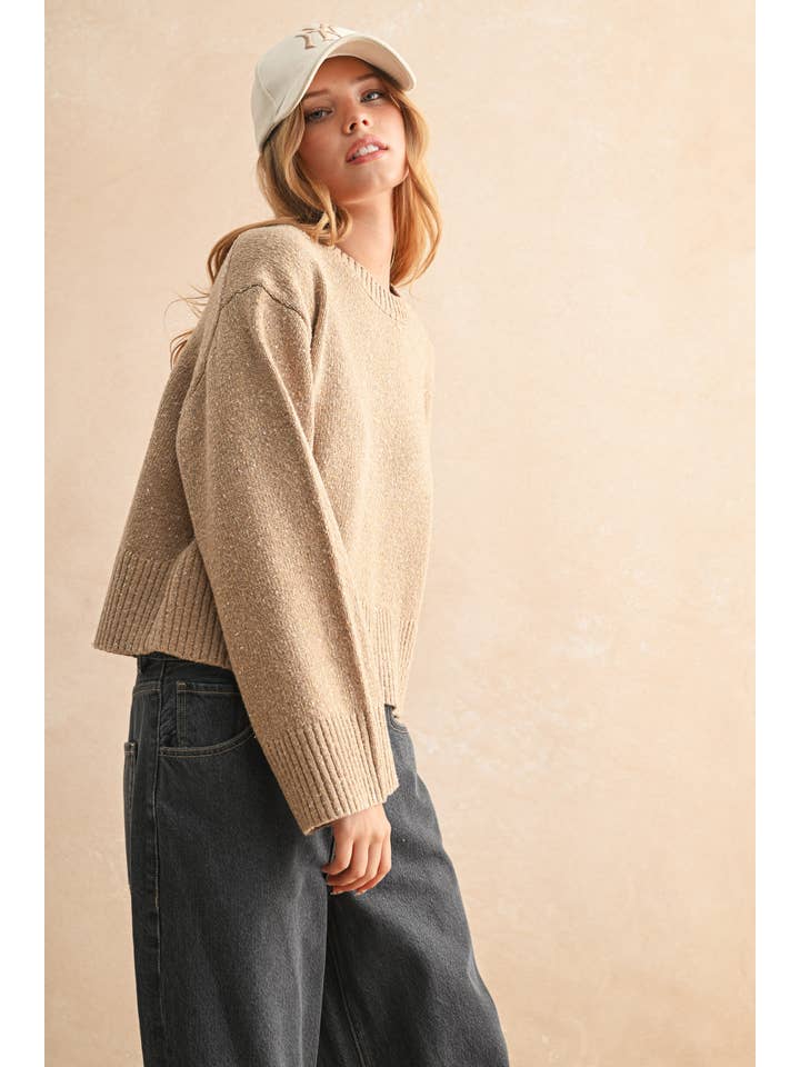 MIOU MUSE - Wholesale Knit Sweater - Women's - T3748   SPRINKLED EFFECT SWEATER1