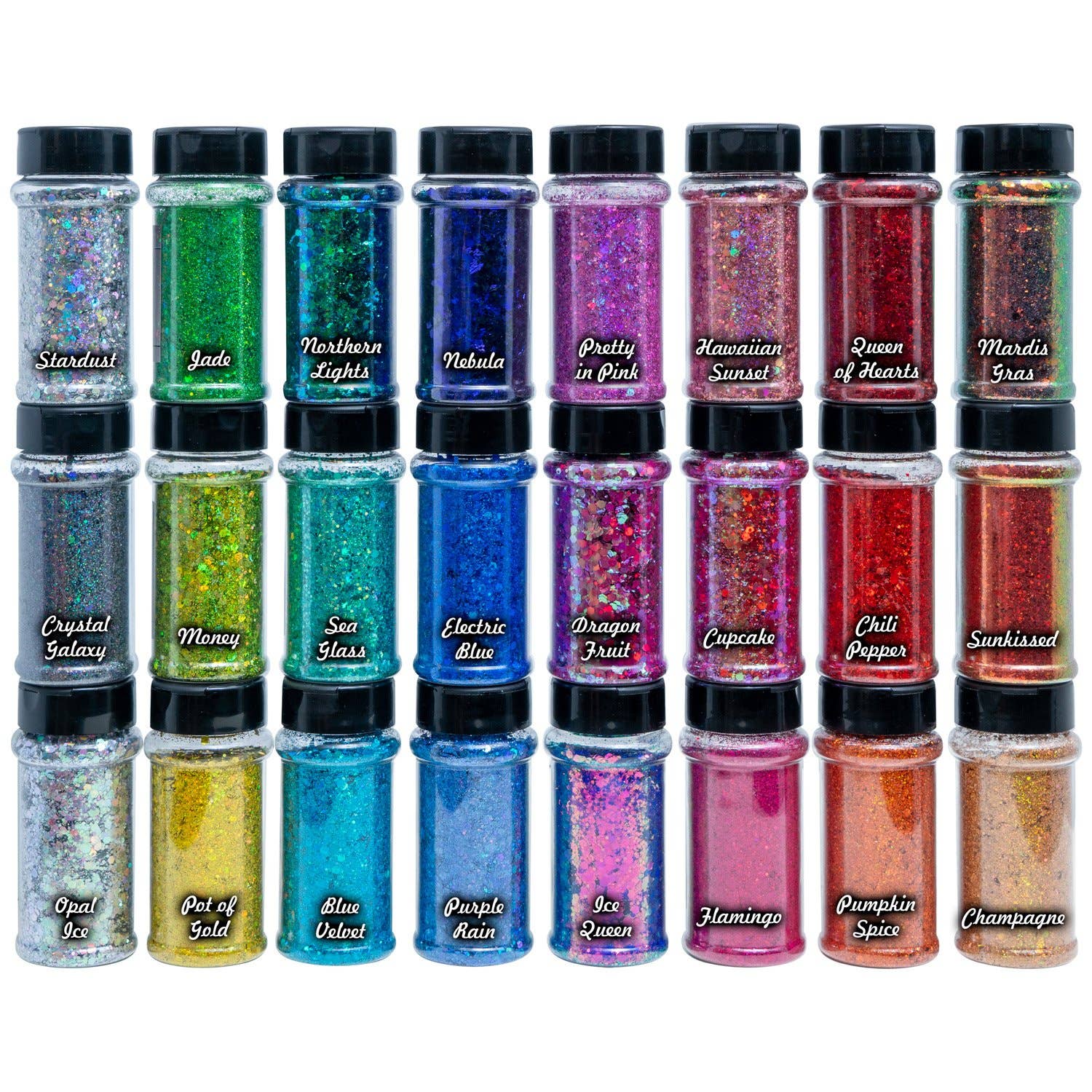 MakerFlo - Wholesale Glitter - Makerflo Chunky Mix Glitter Variety Set of 24 - 2 ml Each1