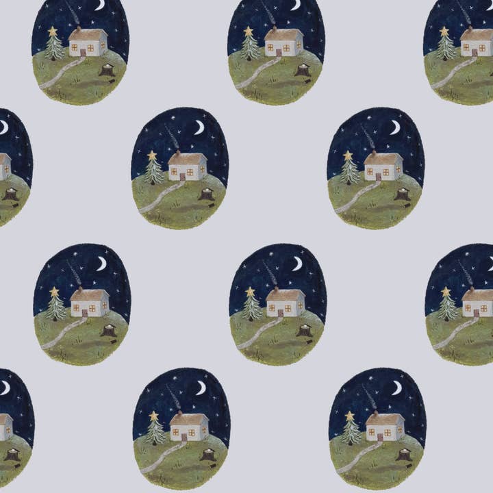 Christmas Cottage Wrapping Paper Sheet for wholesale by LYDIAMAE