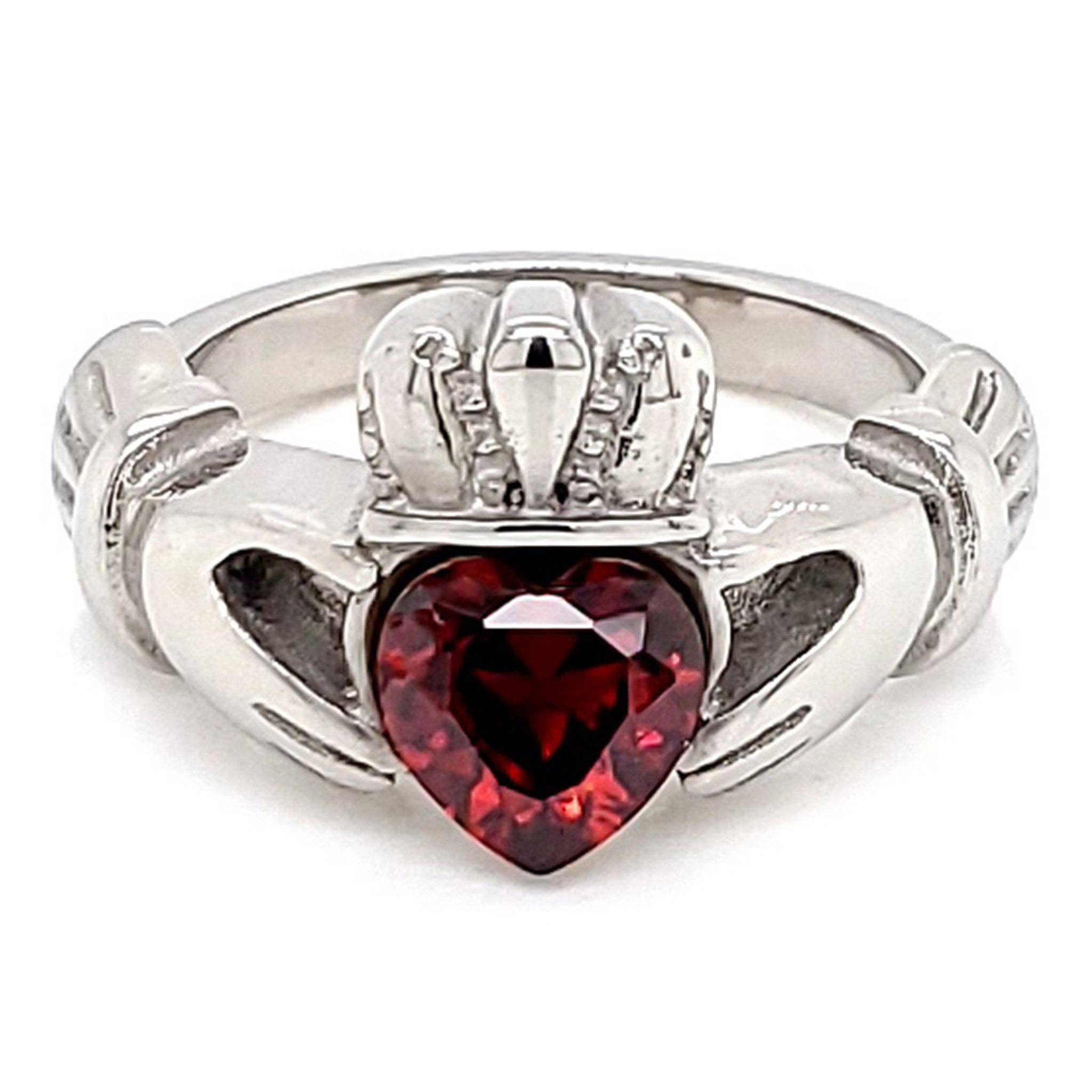 WJW – wholesale Multi-stone ring – White Gold over Brass Claddagh with CZ Birthstone Ring 1