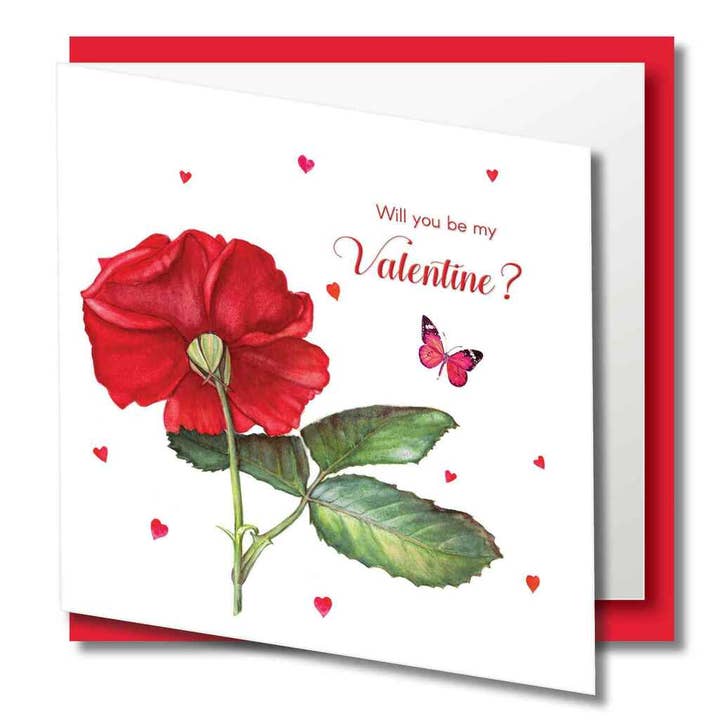 Valentine Gratulationskort - Rosa Rosor, Hjärtan fjärilar för wholesale av Zaquarella