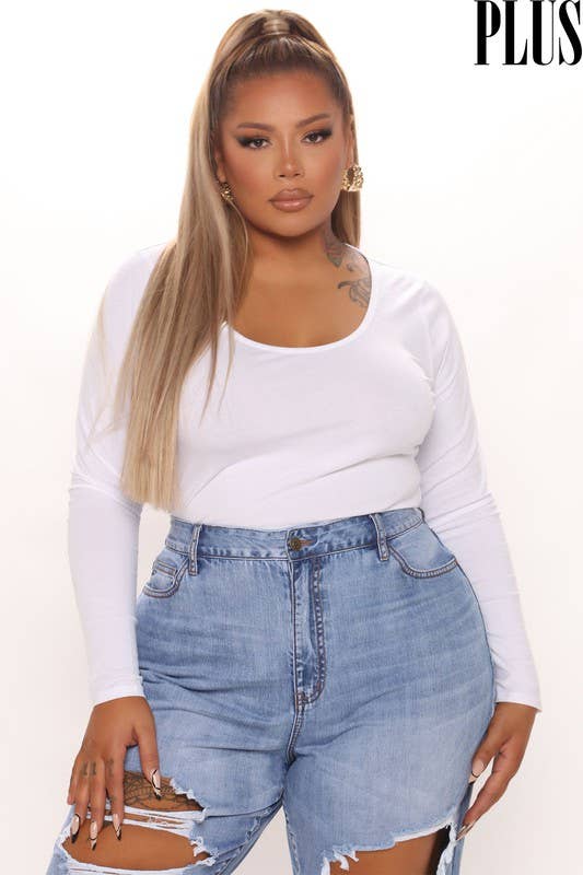 5besties inc - Wholesale Bodysuit - Women's - Scoop Neck Cotton Blended Bodysuits - Plus Size8