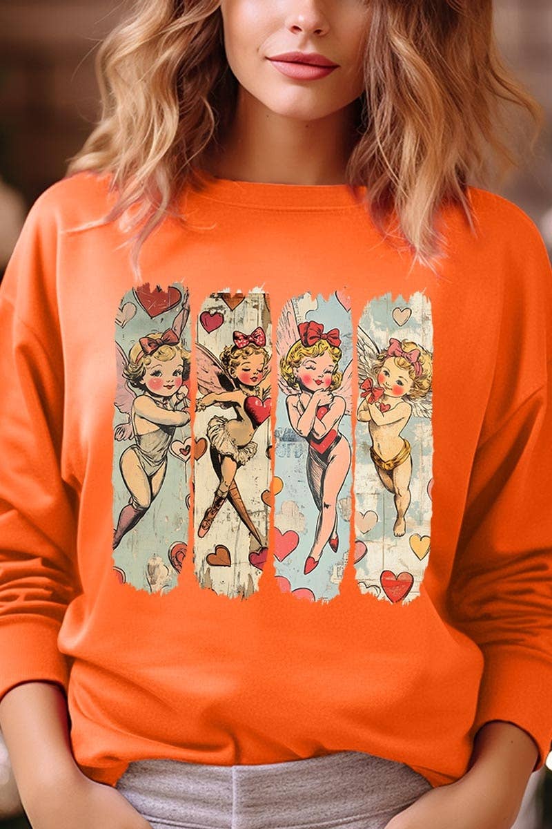 COLORBEAR - Wholesale T-Shirt (Graphic) - Unisex - Retro Cupid Graphic Fleece Sweatshirt4