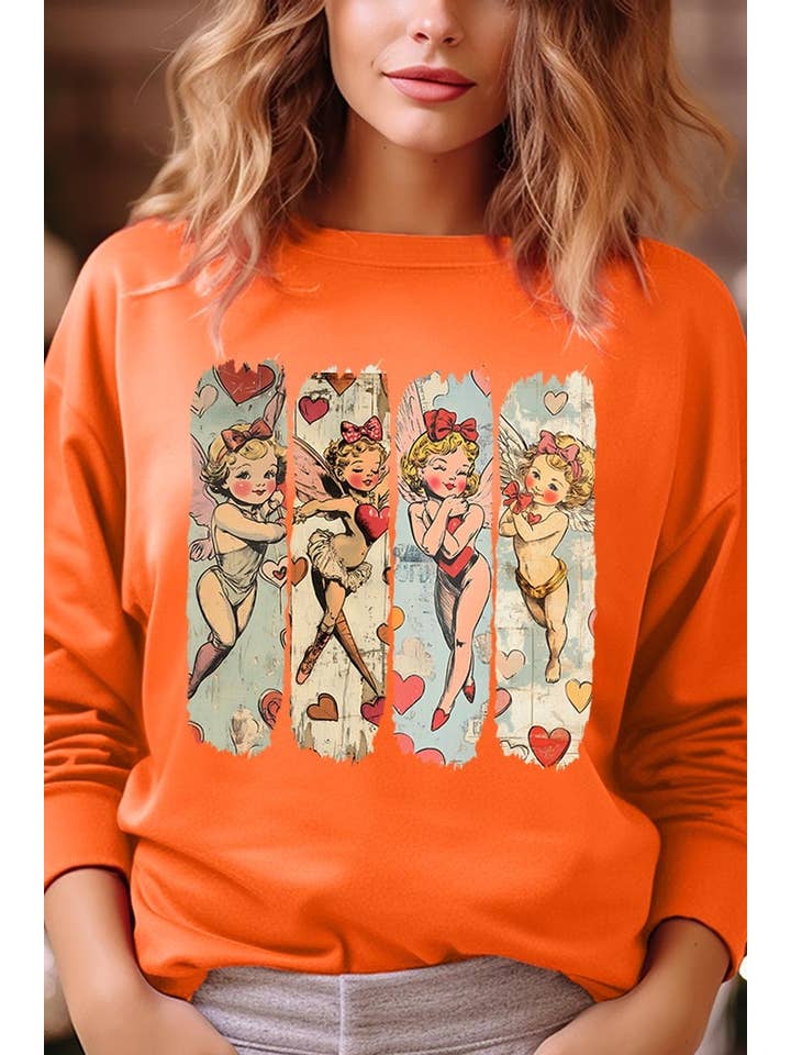 COLORBEAR - Wholesale T-Shirt (Graphic) - Unisex - Retro Cupid Graphic Fleece Sweatshirt4