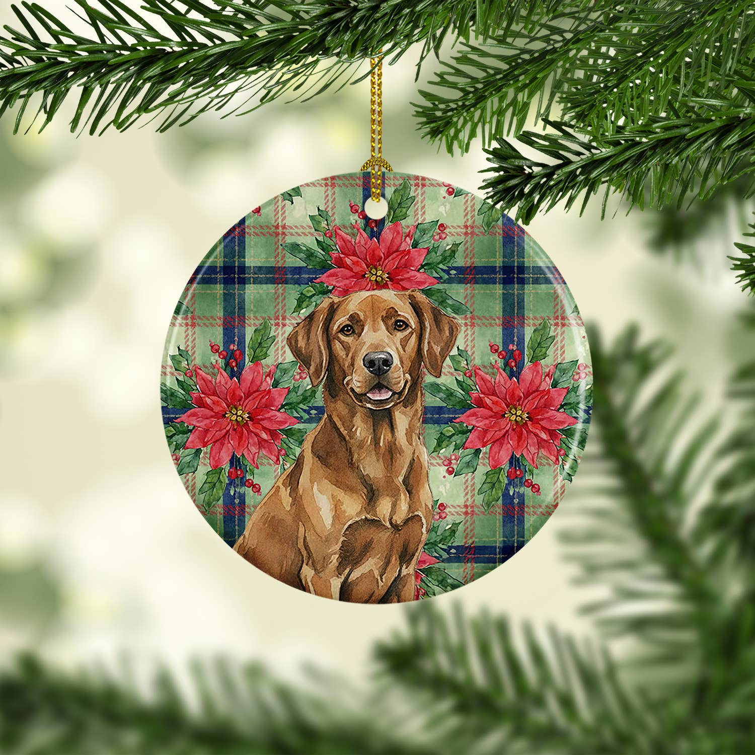 Caroline's Treasures - Wholesale Ornament - Chesapeake Bay Retriever Christmas PoinsettIas Ornament WDK0