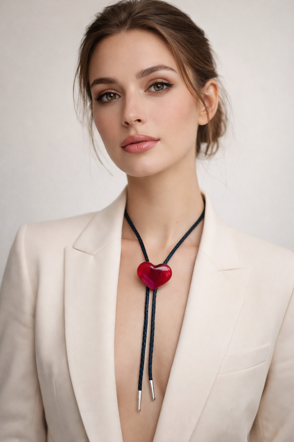 Colin Adrian Glass - Wholesale Woven Necklace - Glass Heart Bolo Tie5