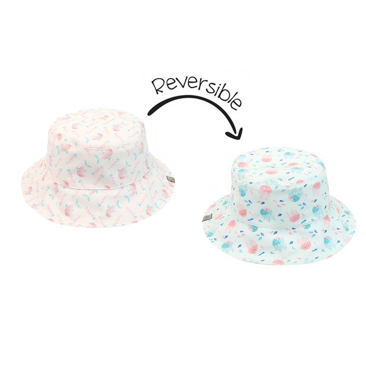 Reversible Patterned Sun Hat - Dolphin/Jellyfish for wholesale by FlapJackKids