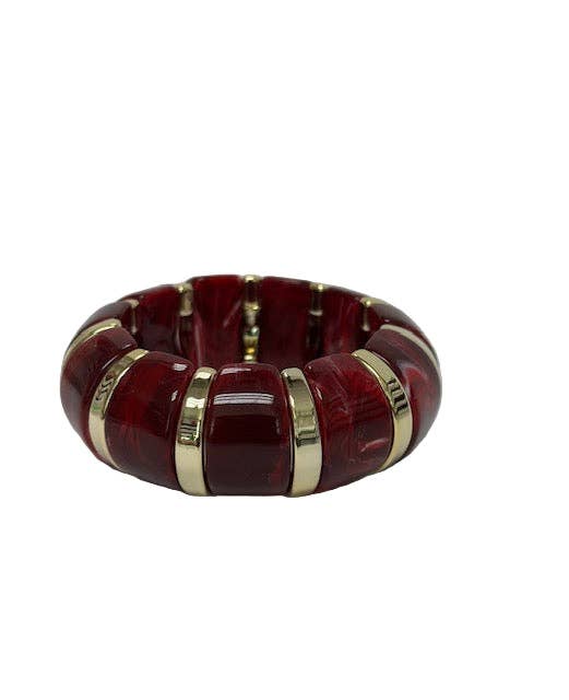 Simply Jewels - Wholesale Bangle Bracelet - Marble effect red stretch resin bangle bracelet   BR-21WA14989