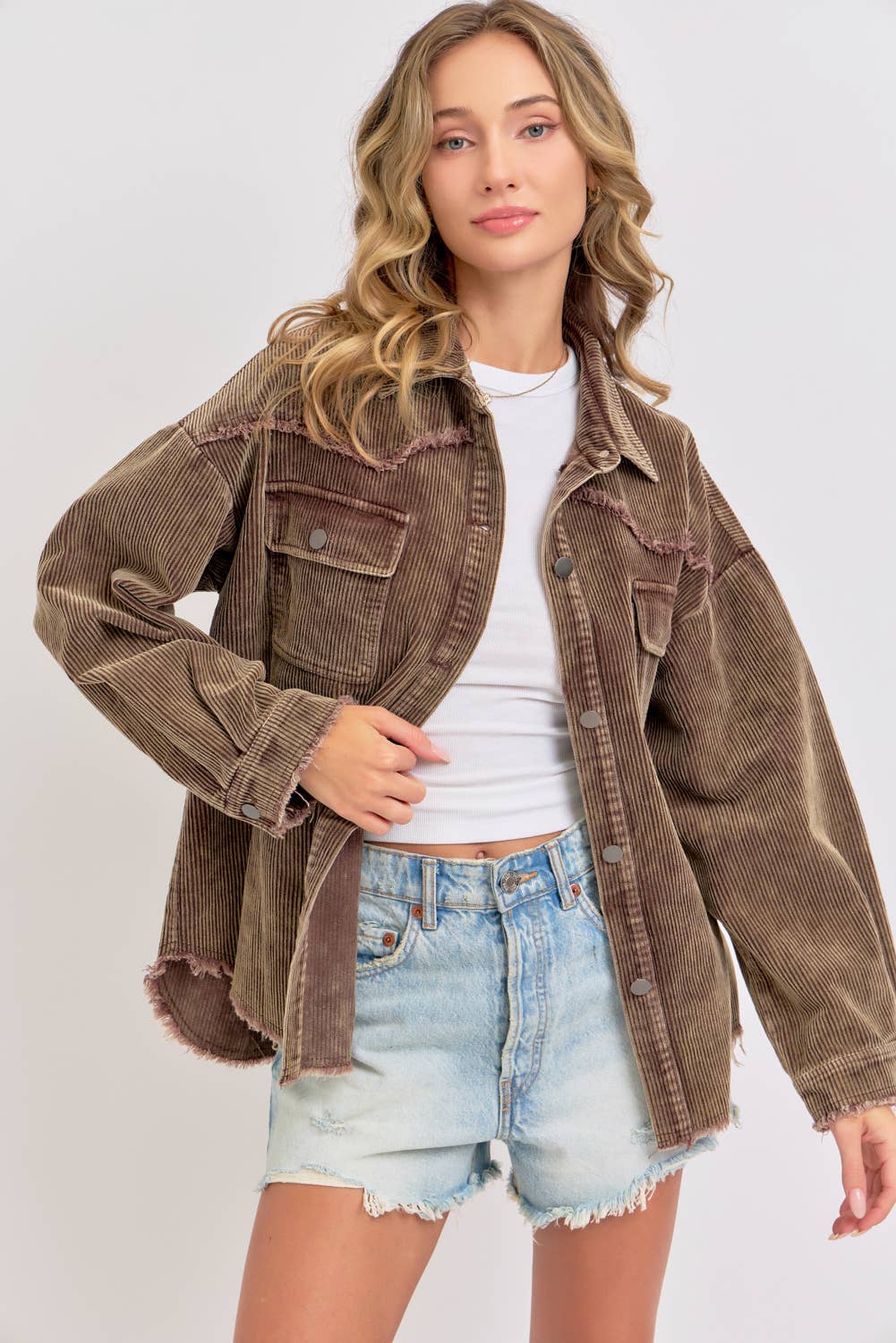 Sweet Lovely by Jen - Wholesale Shirt Jacket/Shacket - Women's -  CORDUROY SHACKET MINERAL WASHED COWBOY WESTERN COMBINED30