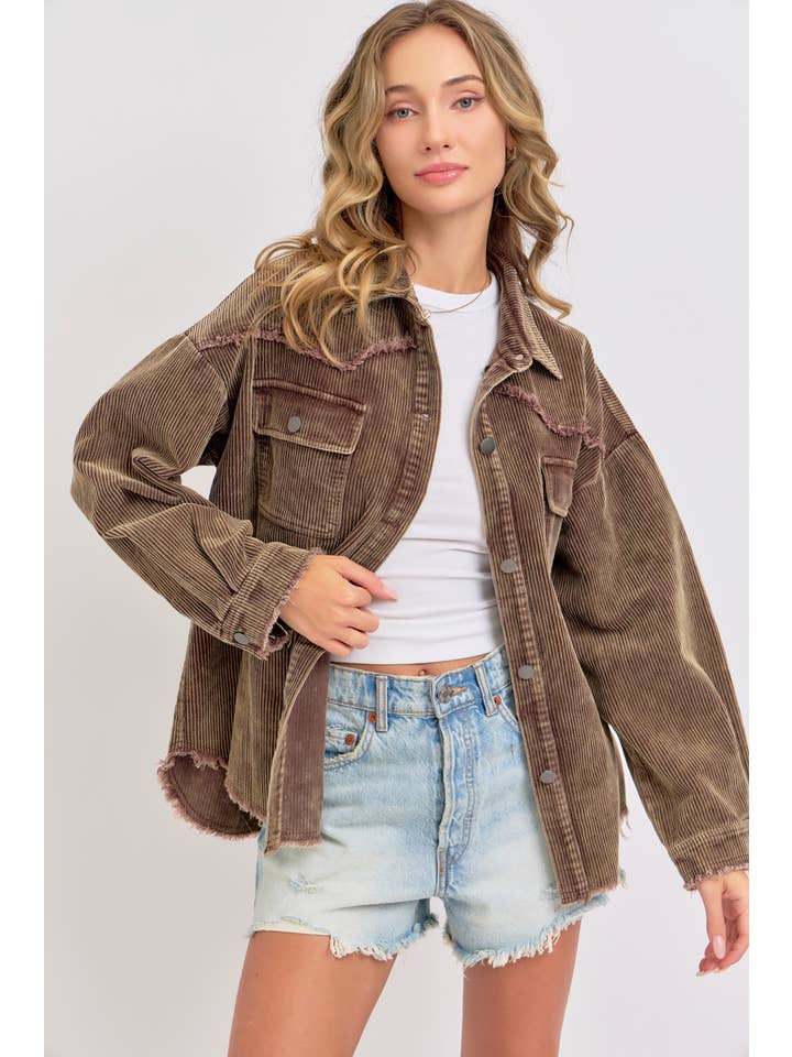 Sweet Lovely by Jen - Wholesale Shirt Jacket/Shacket - Women's - SHACKET MINERAL WASHED CORDUROY40