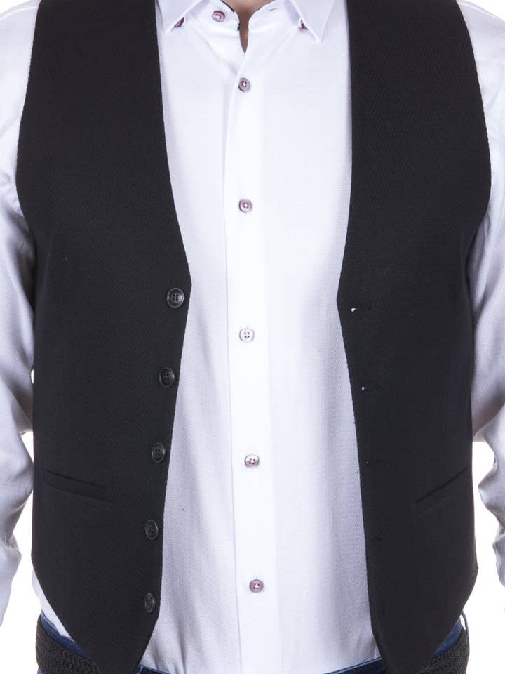 Black Dobby Woven Vest for wholesale by Luchiano Visconti