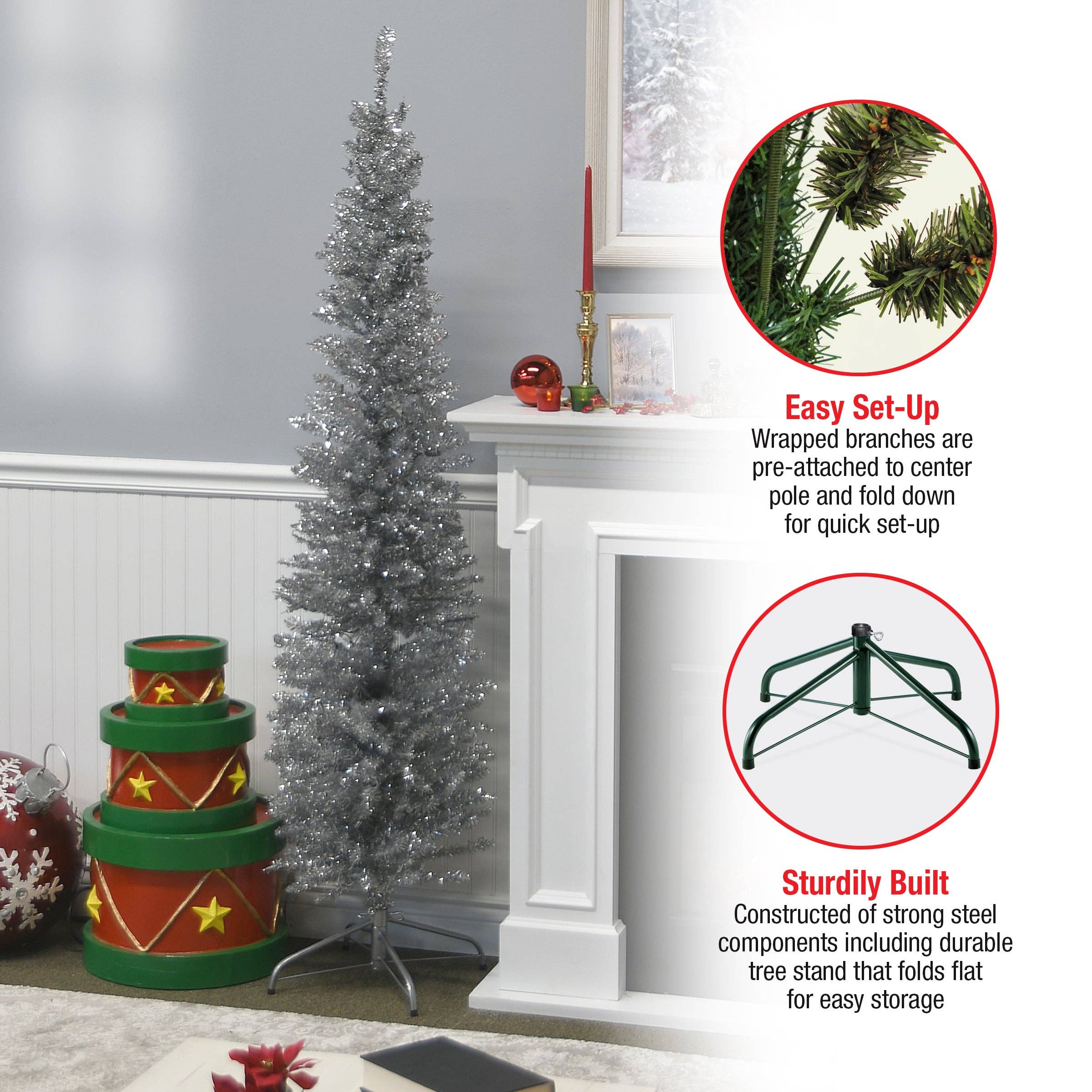 National Tree Company - Wholesale Artificial Christmas Tree - 6 ft. Tinsel Collection Silver Tree8