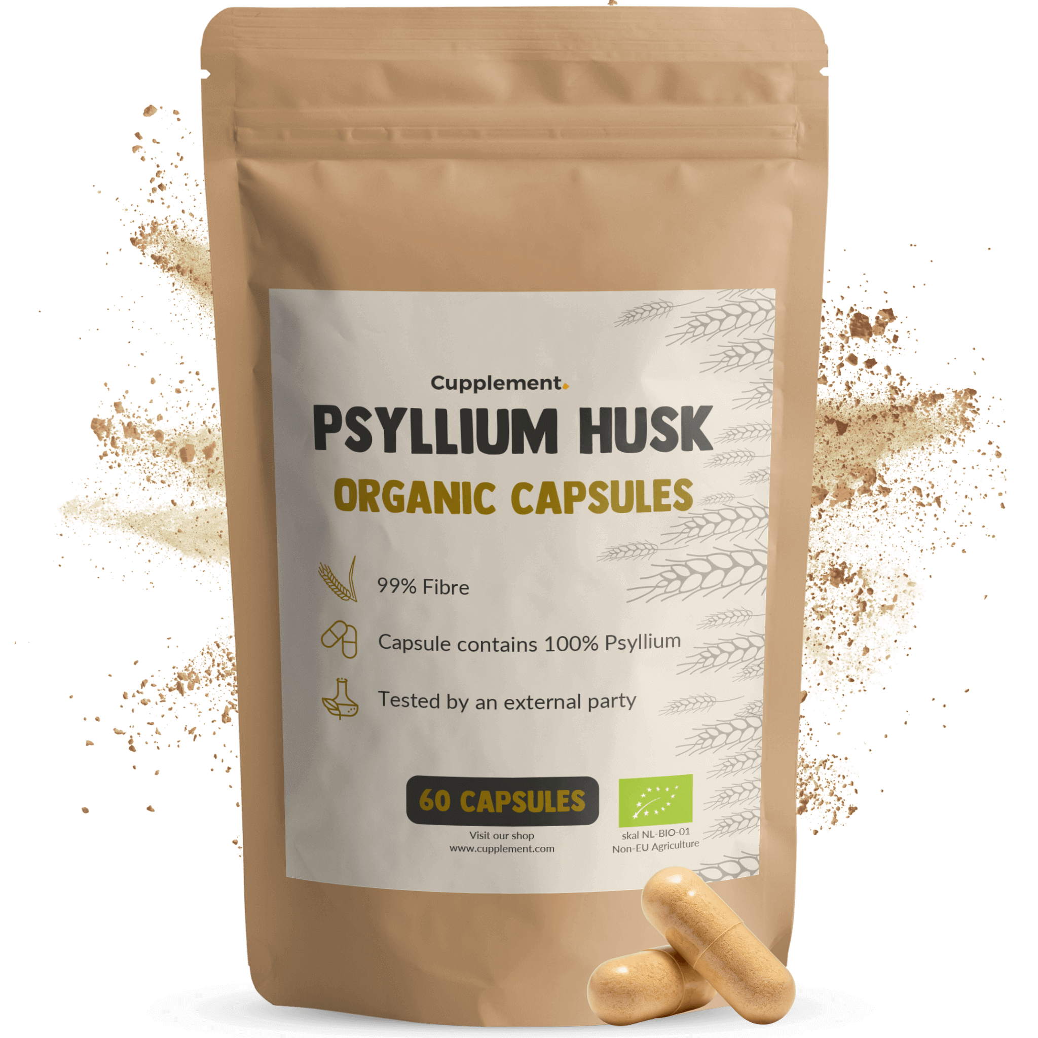 Cupplement b.v. - Wholesale Oral Supplement/Vitamin - Psyllium Husk Fiber Capsules 500 mg BIO  60 Capsules0