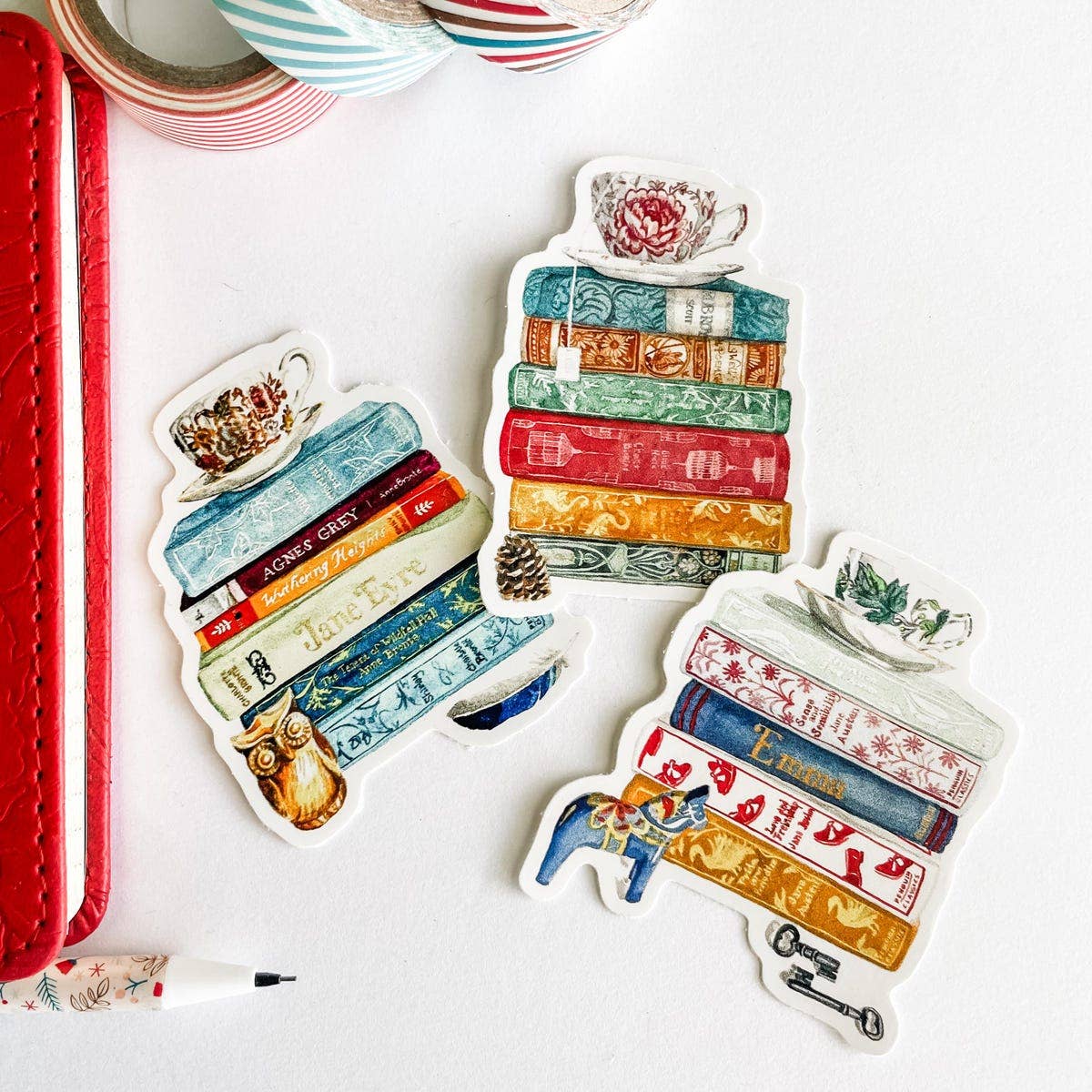 Hen and Chick Art - Wholesale Sticker - Jane Austen Book Stack Sticker6