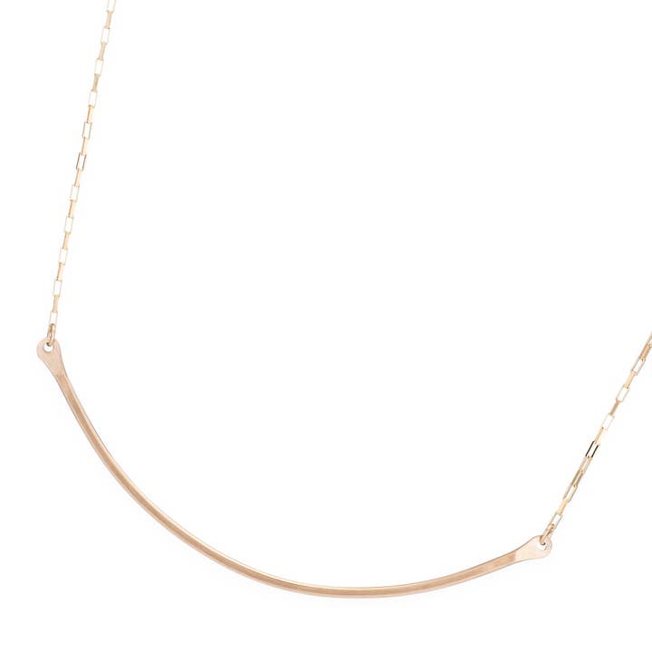 Freshie & Zero - Wholesale Link & Chain Necklace - Horizon Necklace Choker Hammered Curved Bar Adjustable Chain3
