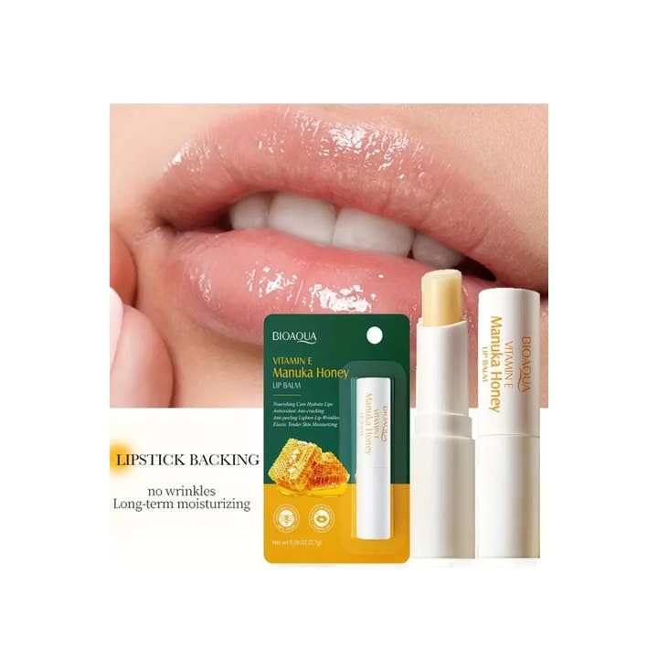 WHITE ..._ SI-26031 Vitamin E Manuka Honey Lip Balm for wholesale on Faire